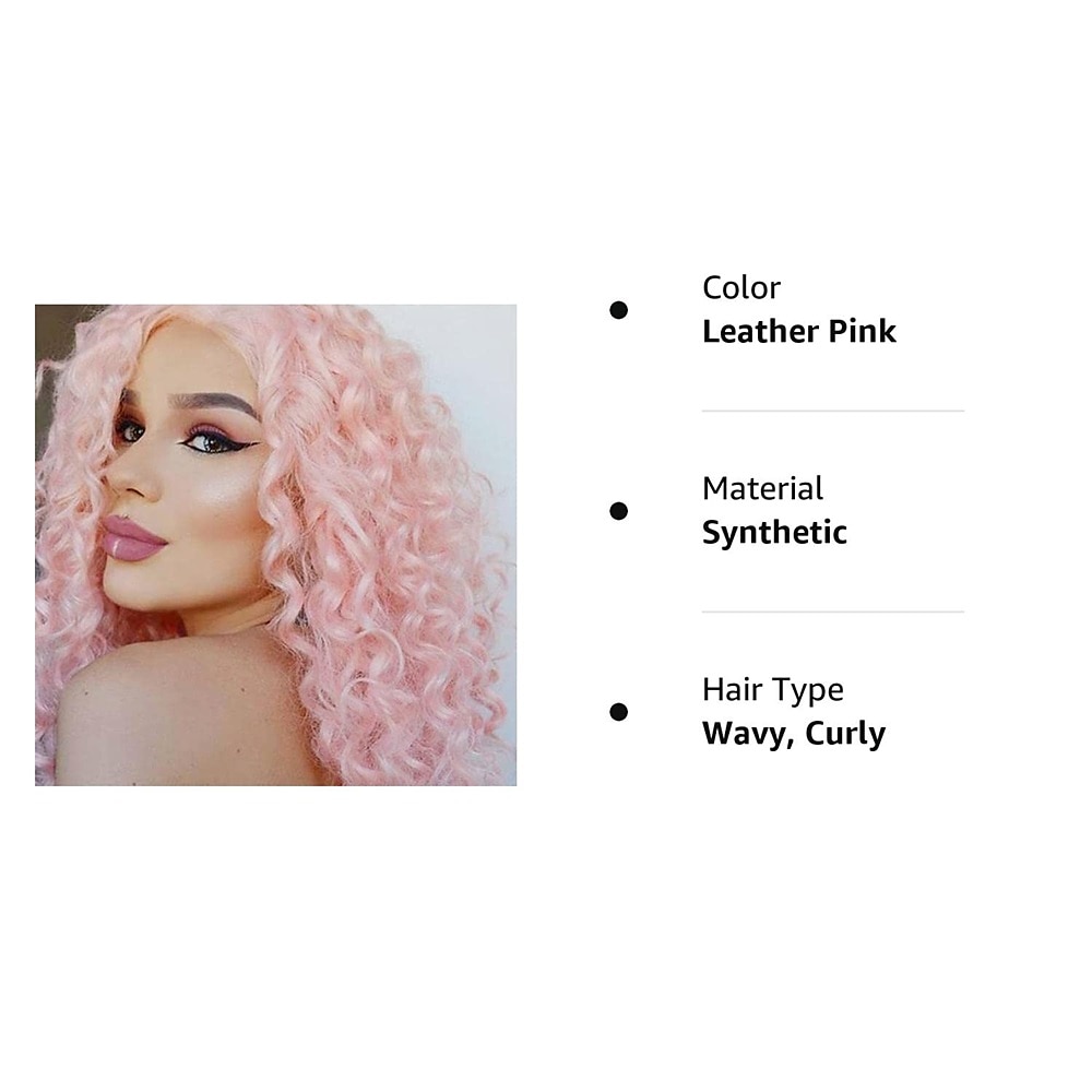 lange roze krullende pruiken voor vrouwen hitte synthetische golvende krullende pruik gelaagde gezwollen haar vervangende pruik losse krullen dagelijkse feestpruik 2025 - $24.99 –P19