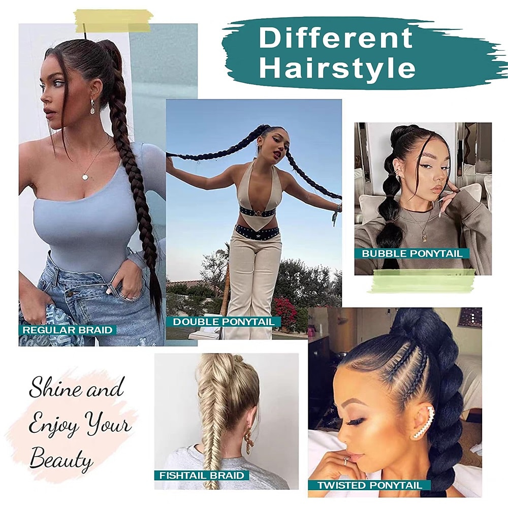 lang gevlochten paardenstaartverlenging met steil haar wikkel rond paardenstaart hair extensions met haarband zacht gezond synthetisch haar stuk voor vrouwen meisjes dagelijks 2026 - $16.49 –P6