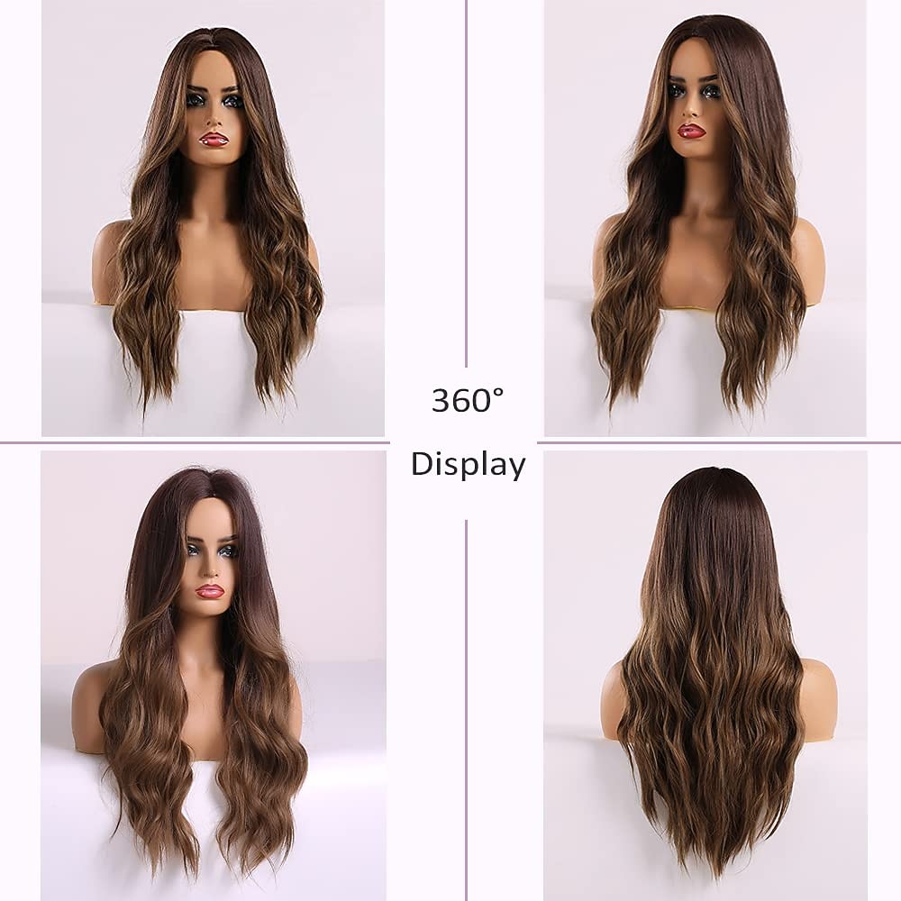 bruin lange golf pruiken pruik voor vrouwen body wave haar pruik met blond hoogtepunt pruik voor vrouwen dagelijks feest gebruik hittebestendige halloween cosplay party pruiken 2026 - $31.99 –P8