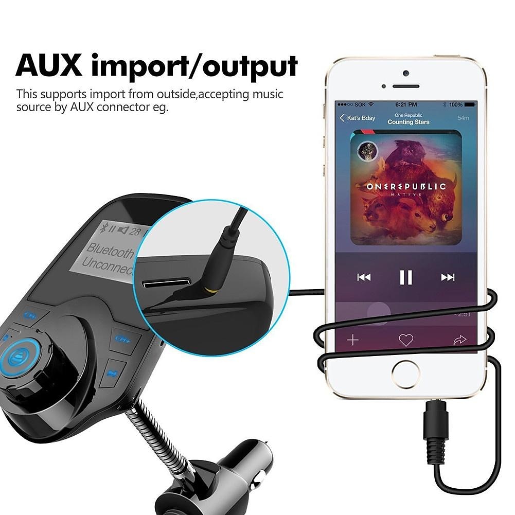 NEW T10 Hands-free Bluetooth Car Kit MP3 Music Player FM Transmitter 5V 2.1A USB Car Charger 1.44" LED Screen 2025 - $29.99 –P6