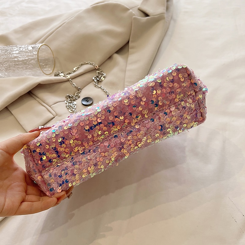 Women's Handbag Evening Bag Clutch Bags Synthetic Party Bridal Shower Wedding Party Sequin Large Capacity Anti-Dust Solid Color White Pink Blue 2025 - $34.99 –P8