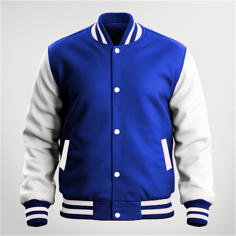 Per uomo Giacca di transizione Giacca College Abbigliamento quotidiano Tasca Tutte le stagioni Blocco di colori Streetwear Collo alla coreana Regolare Nero Blu marino Blu Rosso Giacca del 2025 a $36.99 –P2