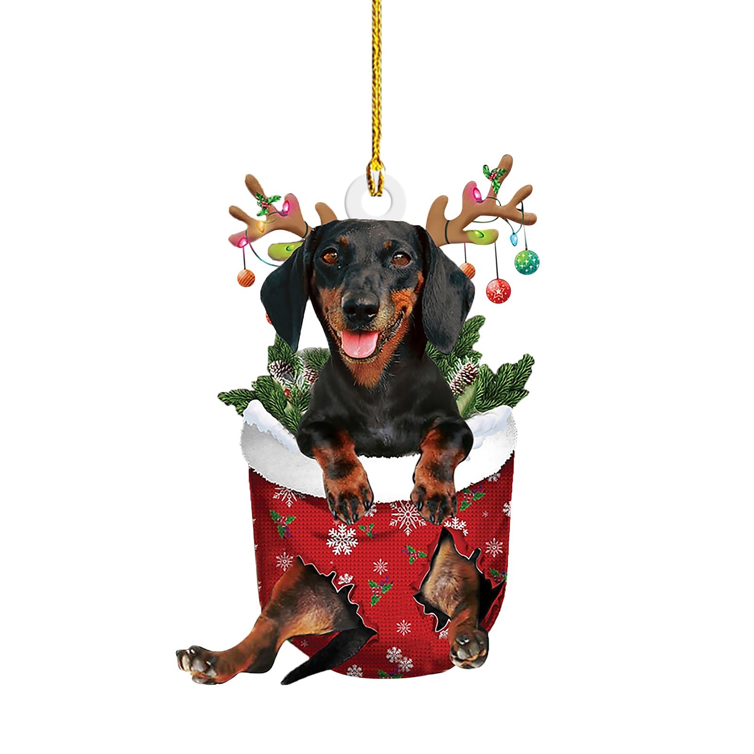 julepynt hundebil hengende ornament, akryl 2d flattrykt nøkkelring, valgfri akrylpryd og bil bakspeil tilbehør minnegavepakke 2025 - $5.99 –P2