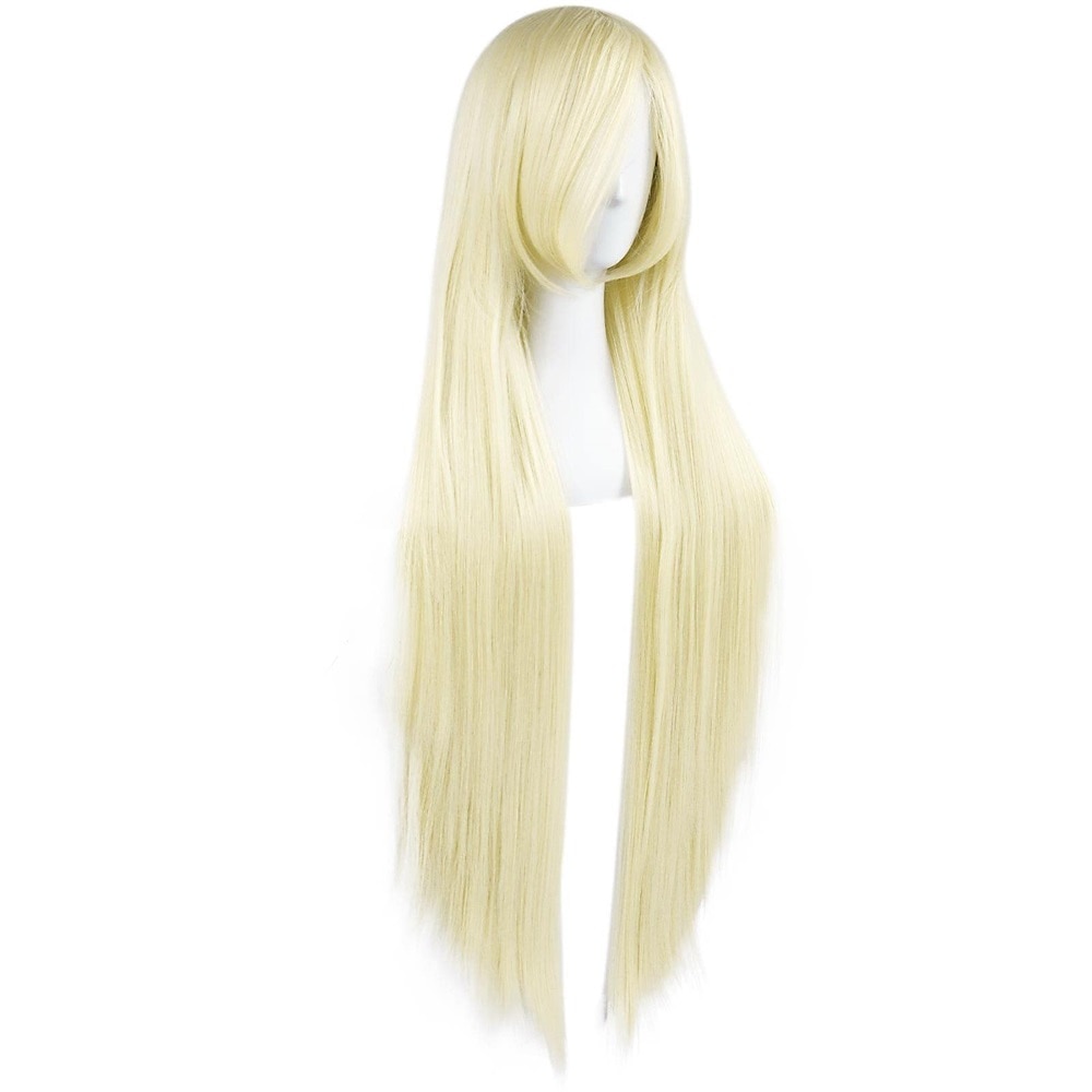100 cm vaaleansininen peruukki naisten tytöille cosplay suora peruukki otsatukkalla synteettiset hiukset peruukkiasu anime halloween -juhliin 2026 - $28.99 –P15