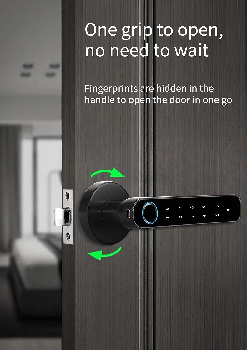 Bedroom Door Double Row Graffiti Smart Lock Home Indoor Wooden Door Fingerprint Lock Office Electronic Password Door Lock 2025 - $84.99 –P3