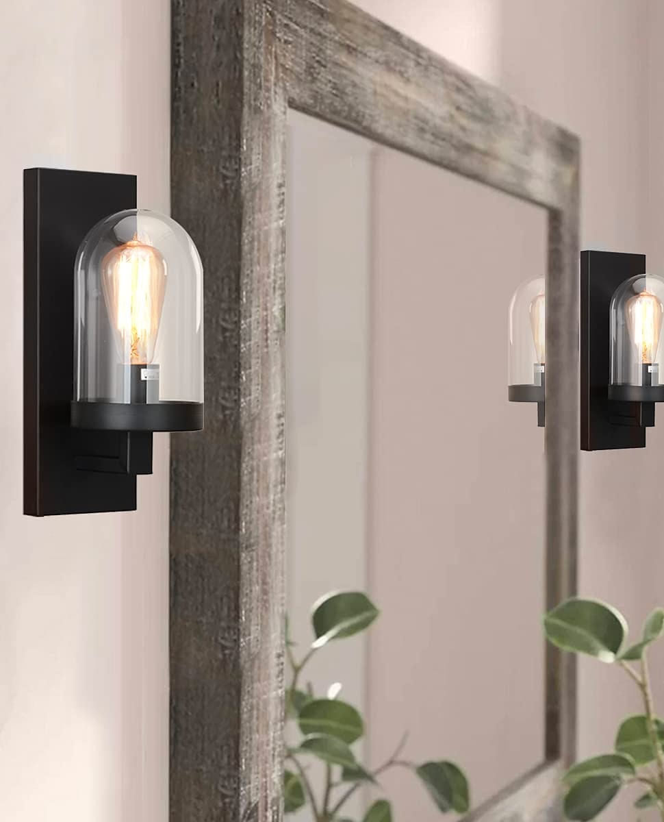 Black Industrial Wall Sconce Lighting Farmhouse Vintage Wall Lamp with Glass Shade Antique Rustic Wall Light for Barn Hallway Entryway Restaurant 110-240V 2025 - $66.99 –P3