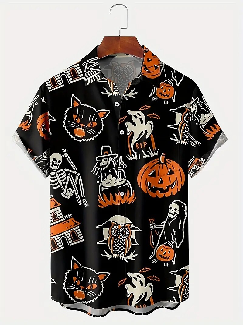 Halloween Skelett Dödskalle Pumpa Hawaiian Shirts Aloha Shirt Mönster Till Herr Vuxna Halloween Karnival Maskerad 3D-utskrift Fest Halloween 2025 - $16.49 –P2