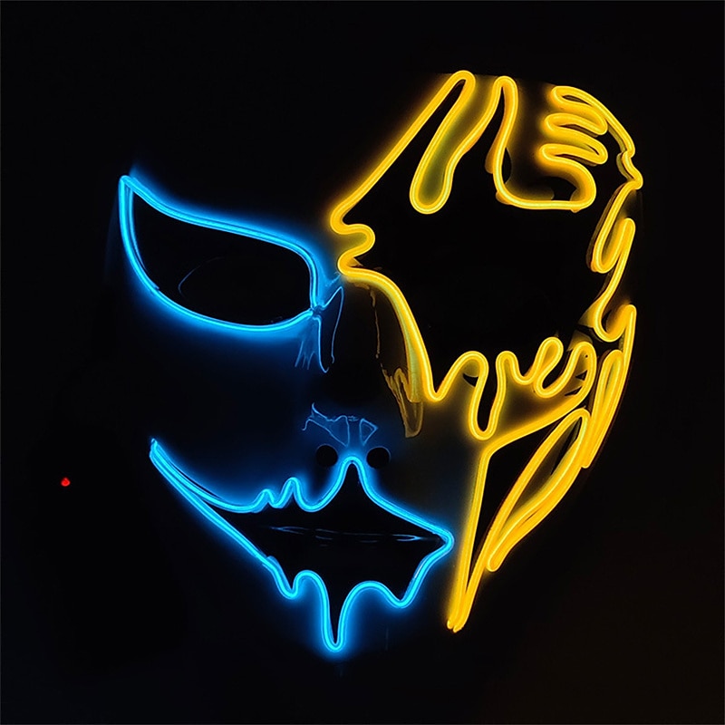Neon Light LED Mask LED Halloween Scary Mask Cosplay Party Masque Masquerade Masks Halloween Costume Carnival Glow Party Props 2025 - $28.99 –P15