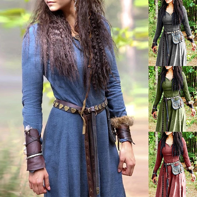 Retro Vintage Medieval Renaissance Dress Cosplay Costume Tunic Dress Ren Faire Viking Ranger Elven Women's Celtic Viking Halloween Carnival Masquerade Performance Halloween LARP Adults' Dress All 2025 - $36.99 –P13