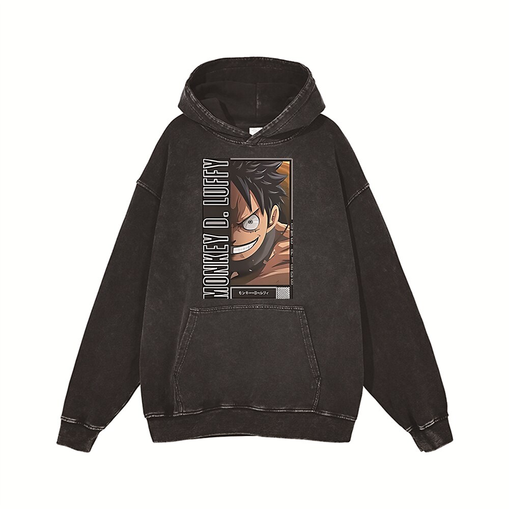 One Piece Monkey D.Rufy Nico Robin Roronoa Zoro Felpa con cappuccio T-shirt oversize lavata con acido Stampa Tasca frontale Grafica Per Da coppia Per uomo Per donna Per adulto Mascherata Stampa a del 2025 a $27.99 –P3