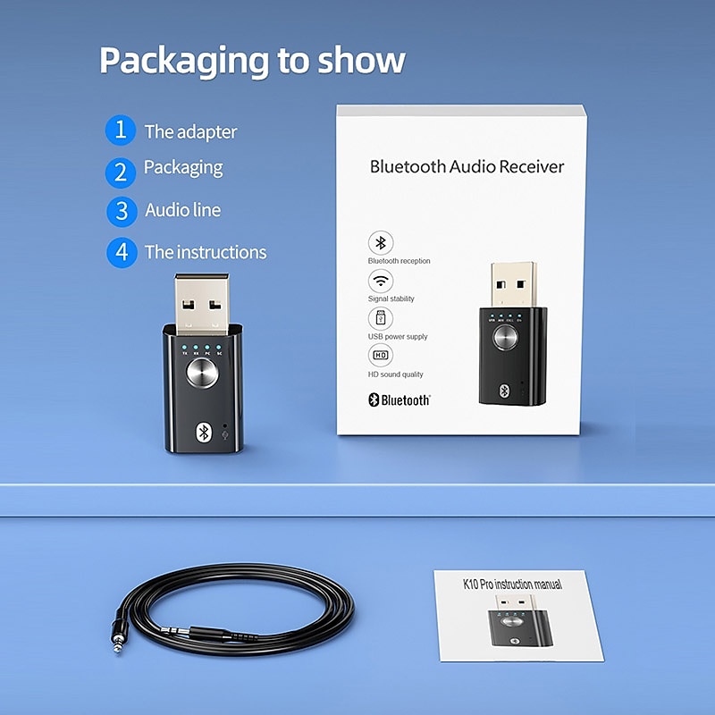 USB-адаптер Bluetooth 5.1 для ПК, динамика, телевизора 4 в 1, беспроводной музыкальный аудиоприемник, разъем 3,5 мм, дополнительный передатчик 2025 - $12.99 –P17