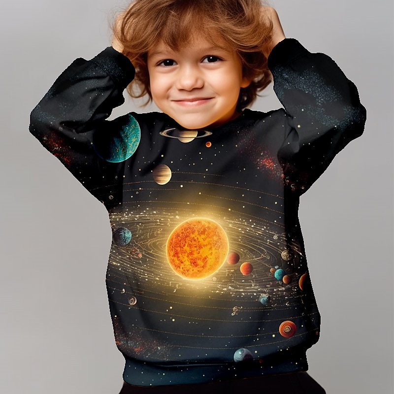 Fiú 3D Grafika Galaxis Hely Pulóver Hosszú ujj 3D nyomtatás Nyár Ősz Divat Utcai sikk Napi Poliészter Gyerekek 3-12 év Szabadtéri Hétköznapi Napi Normál 2025 - $16.49 –P2