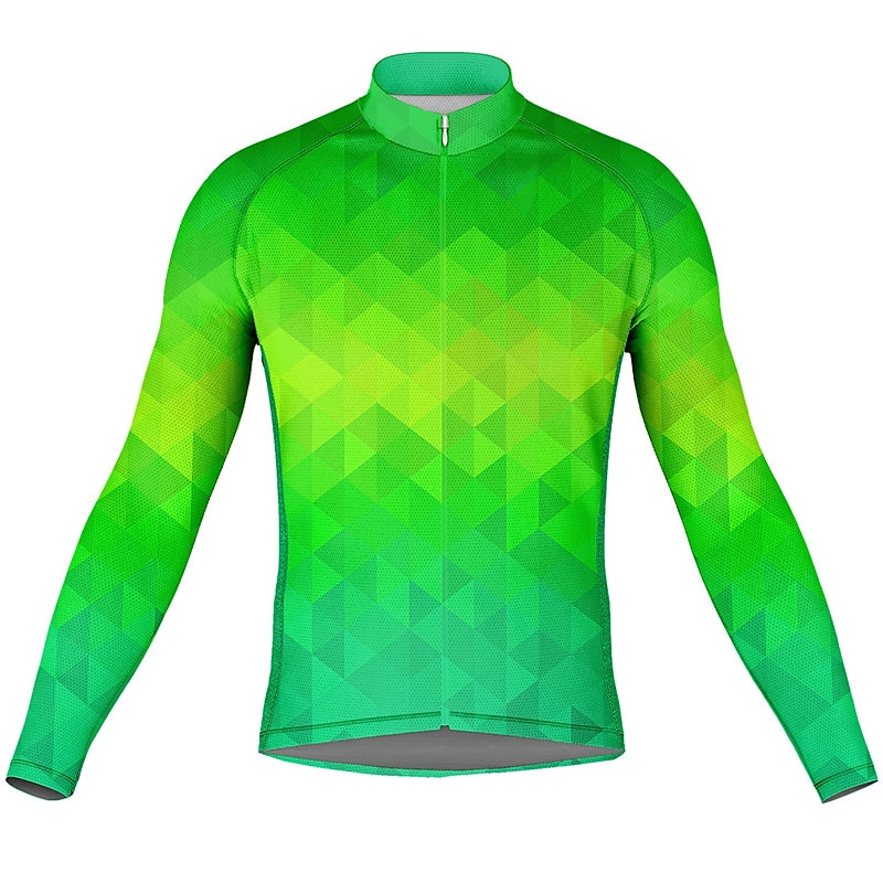 Herr Cykeltröja Grafisk Lutning Långärmad Cykel Överdelar med 3 bakfickor Bergscykling Vägcykling Snabb tork Reflexremsa Bakficka Fuktabsorberande sporter Blå Mörkgrön Orange Kläder 2025 - $34.99 –P9