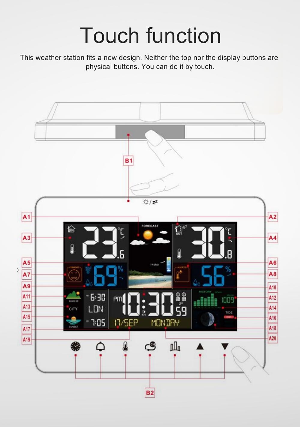 digitaal scherm wekker weerstation temperatuursensor met elektronische thermometer weerbarometer voorspellingssensor 2025 - $66.99 –P4