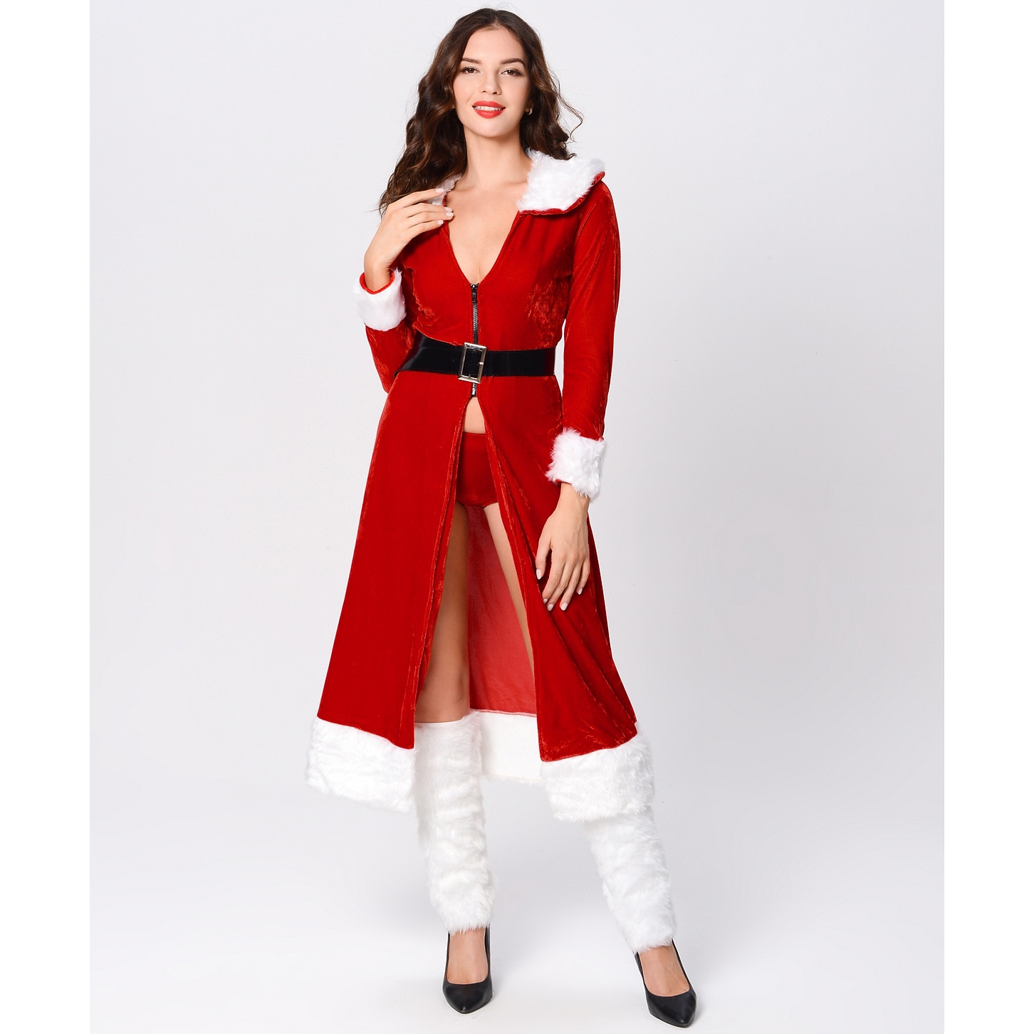 jultomten Mrs.Claus Kläder Julhatt Fin julklänning Dam Jul Karnival julafton Jul Vuxna Fest Jul Klänning Skärp Benvärmare 2025 - $55.99 –P10