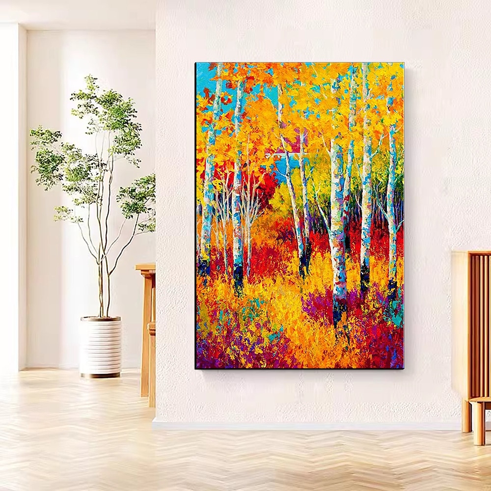 Handgefertigtes, handgemaltes Ölgemälde, Wandkunst, Frühlingsbirkenwald, Gemälde auf Leinwand, moderne Textur, grüner Baum, Gemälde, Dekor, gerollte Leinwand, kein Rahmen, ungedehnt 2025 - $75.99 –P7