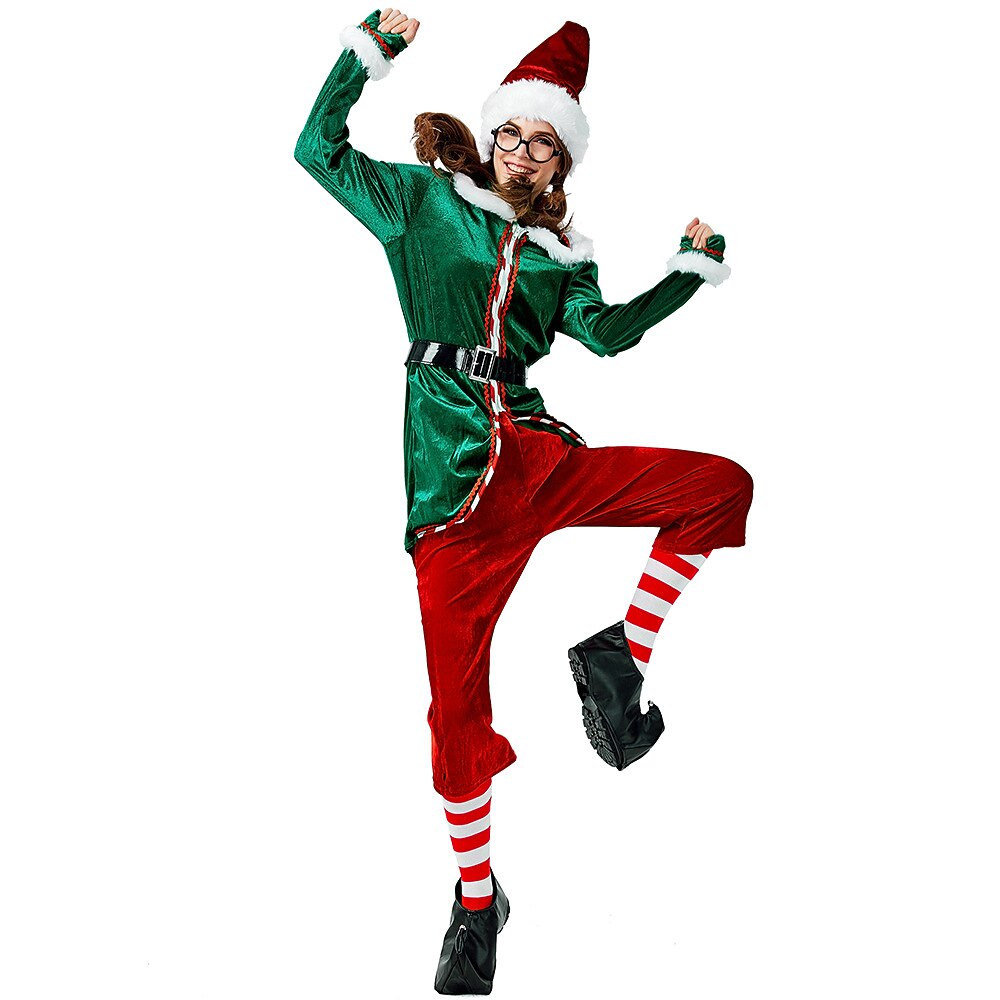 jultomten Alf Mrs.Claus Kläder Julhatt Fin julklänning Dam Jul Karnival julafton Jul Vuxna Fest Jul Kappa Byxor Skärp Benvärmare Strumpor 2025 - $60.99 –P4