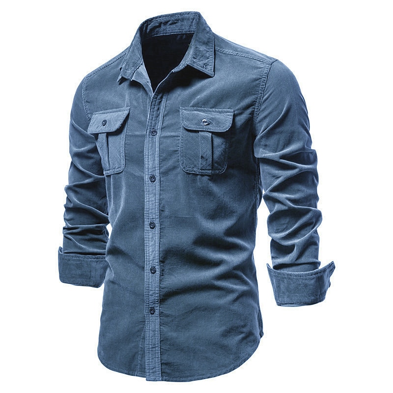 Herren Freizeithemd Hemdjacke Overshirt Einfarbig Outdoor Straße Rote Marineblau Blau Braun Langarm Umlegekragen Sommer Frühling Bekleidung Button-Down 2025 - $30.99 –P5