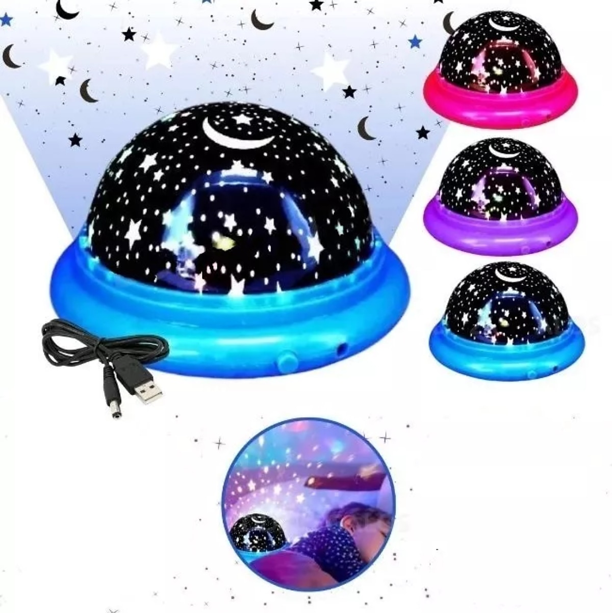 baby star sky proiettore lampada cambia colore stellato ufo led luce notturna luna cosmo giocattoli per bambini arredamento camera da letto regali di compleanno del 2025 a $8.49 –P3