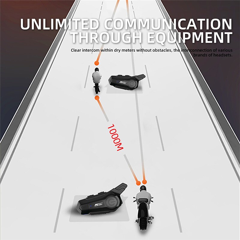 New Motorcycle Bluetooth Headset Intercom Outdoor Riding Headset, Motorcycle BT Intercom with FM Radio Helmet BT Headset Waterproof Universal Communication System for ATV Dirt Bike Motorcycle 2025 - $91.99 –P8