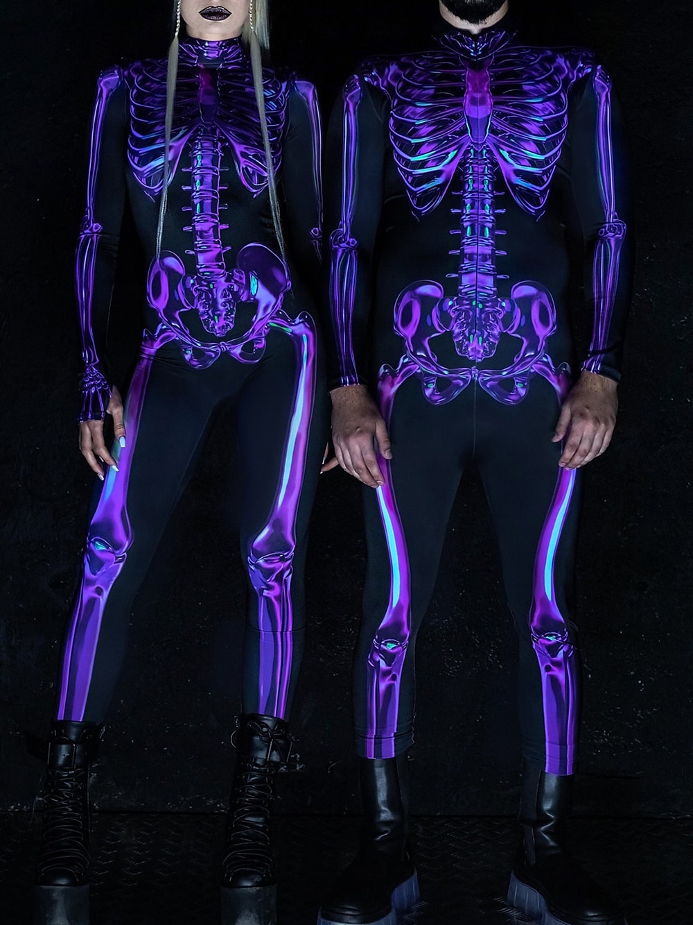 Skull Skeleton Carnival Costume Full Body Suit Cosplay Costume Bodysuits Halloween Group Couples Costumes Kid's Adults' Men's Women's Scary Costume Halloween Carnival Masquerade Easy Carnival Costume 2025 - $32.99 –P5