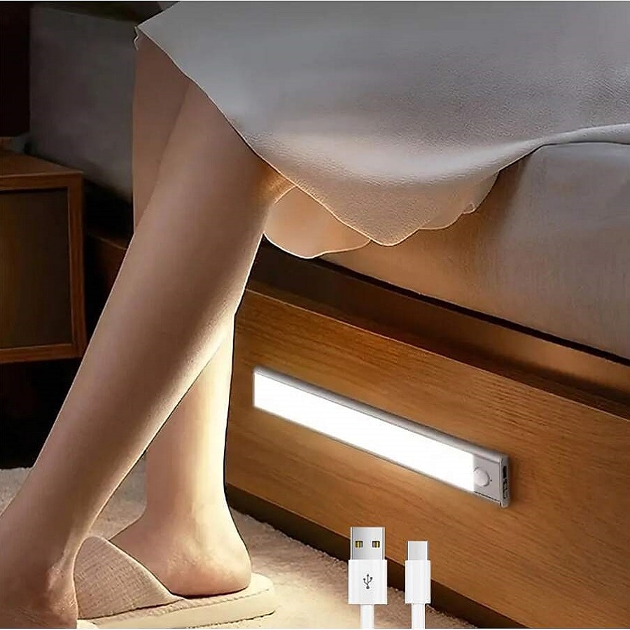 Lampe murale LED avec détecteur de mouvement sans fil, veilleuses led usb, lampes de nuit rechargeables par usb pour armoire de cuisine, lampe de garde-robe, escalier 10/20/30/40cm de 2025 ? $9.99 –P1