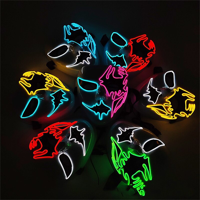 Neon Light LED Mask LED Halloween Scary Mask Cosplay Party Masque Masquerade Masks Halloween Costume Carnival Glow Party Props 2025 - $28.99 –P14