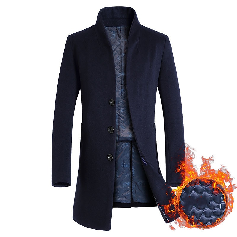 Herr Vinterkappa Yllekappa Rock Trenchcoat Utomhus Dagliga kläder Höst vinter Polyester Vindtät jacka Ytterkläder Kläder Mode Streetwear Slät Drottning Anne Enkelknäppt med Ett Knapphål 2025 - $83.99 –P9