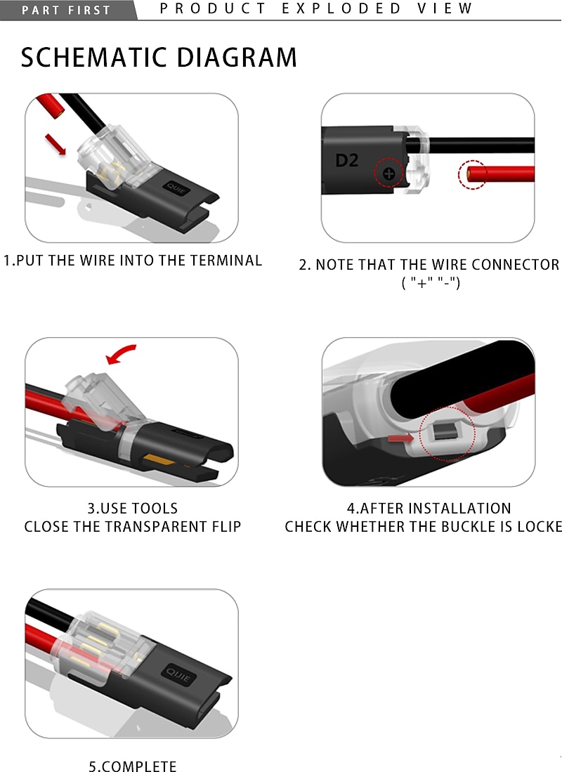 10 stks snel aansluiten en loskoppelen draad connector splicing kabel krimpen terminal draad bedrading led auto connector 18-22awg peel-gratis soldeerloze snelle draad connector dubbele draad plug en 2025 - $18.99 –P7