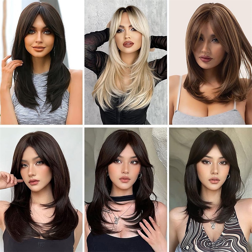 perruques blondes platine pour femmes perruque en couches avec frange 22 pouces longueur d'épaule perruque perruque de cheveux synthétiques d'aspect naturel pour une utilisation quotidienne de 2025 ? $23.99 –P4