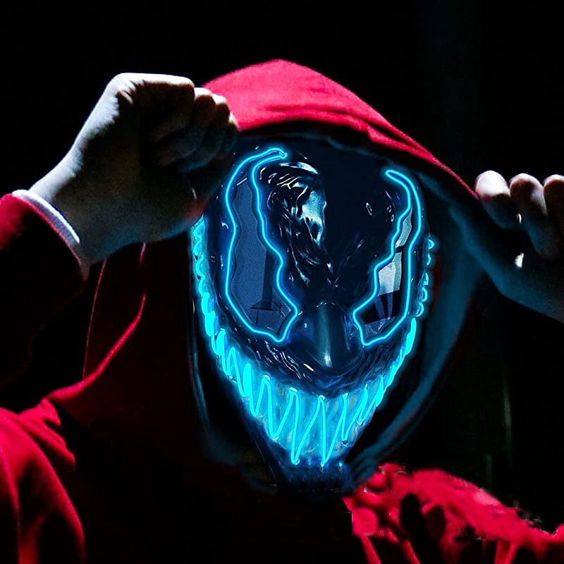 halloween maszk led purge világít világítással deadpool maszk ijesztő jelmez karneváli cosplay partihoz könnyű halloween jelmezek 2025 - $30.99 –P2