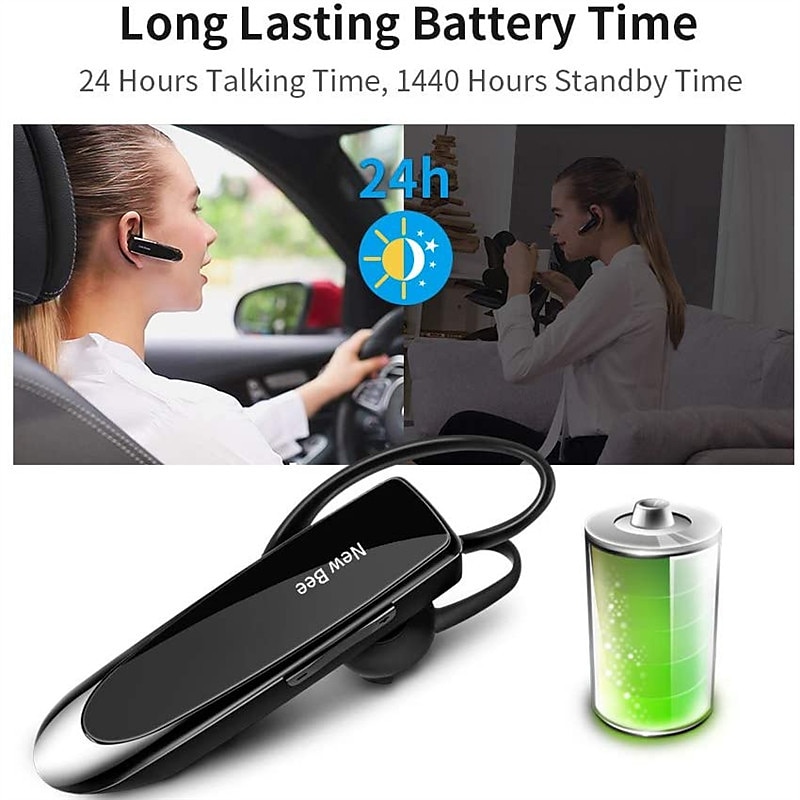 Bluetooth Earpiece V5.0 Wireless Handsfree Headset with Microphone 24 Hrs Driving Headset 60 Days Standby Time for IPhone Android Samsung Laptop Trucker Driver 2025 - NZ $40.19 –P1