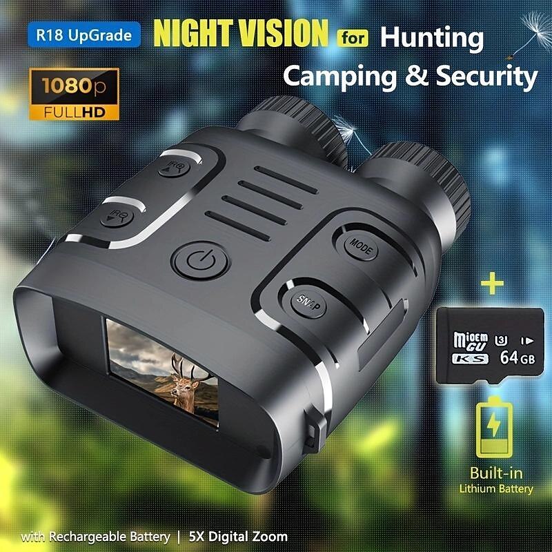 Night Vision Goggles With 5X Digital Zoom Camera NV Binoculars Telescope With Long Infrared Viewing Distance At Night For Hunting And Camping (Built-in Rechargeable Battery) 2025 - $77.99 –P1