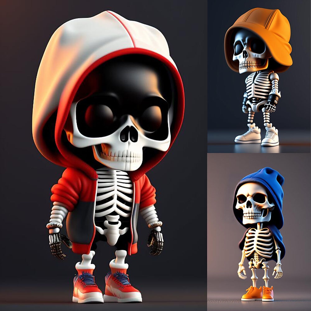 Resin Cool Skeleton Figures Halloween Skeleton Figurine Skull Horrible  Ornaments Car Instrument Panel Desk Decoration