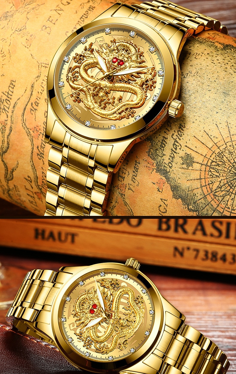 Horloge mannen horloges luxe gouden quartz polshorloge 3D waterdichte draak automatische zelfopwind horloge cadeau voor mannen Relojes 2026 - $29.99 –P11