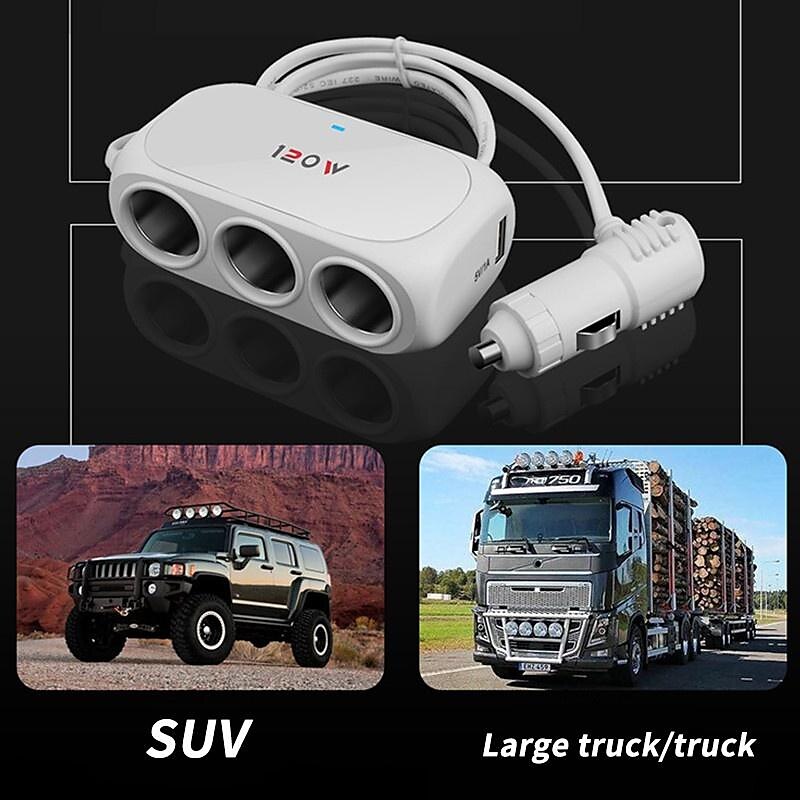 3 weg 2 usb socket oplader 12v auto sigarettenaansteker splitter multi socket led auto snellader adapter 2025 - $11.99 –P7