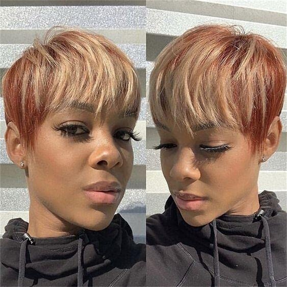 parrucche corte pixie cut con frangia bionda mista marrone parrucche sintetiche miste marroni per le donne nere parrucche corte pixie per le donne parrucche del partito di cosplay di halloween del 2025 a $21.99 –P14