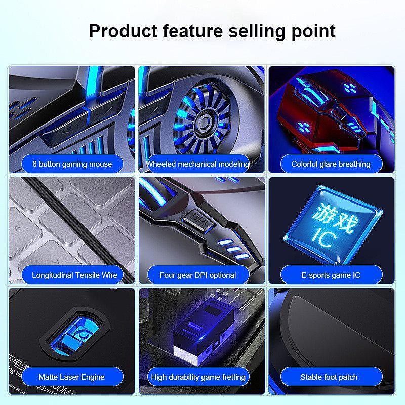 2025年 ゲーミングマウス低ノイズ 7 色バックライト 6 キー滑り止めメカニカルマウス USB 有線ゲーミングマウス PC およびラップトップ用  コレクション – $15.99 –P4