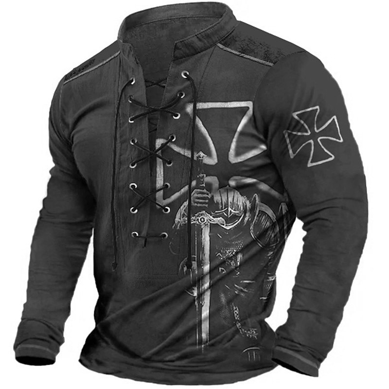 Pánské Templářští rytíři Grafické tisky Grafická trička Vintage košile Dlouhý rukáv tričko Košile Módní Designové Na běžné nošení Venkovní Dovolená Denní nošení Černá Námořnická modř Armádní zelená 2025 - $24.99 –P5