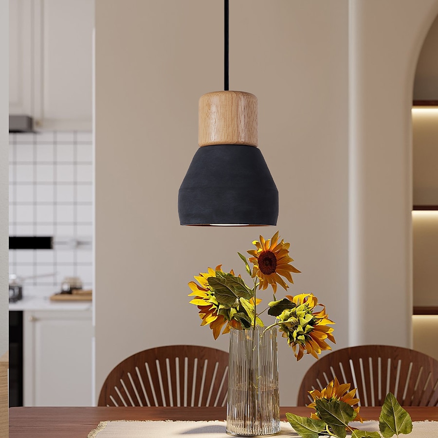 LED Pendant Light Wood Art Cement Concrete Hanging Lamp Simple Cafe Restaurant Bar Pendant Light E27 Light Source Metal Iron Art Droplight Flashlight Concrete Ceiling Light 110-240V 2025 - $67.99 –P7