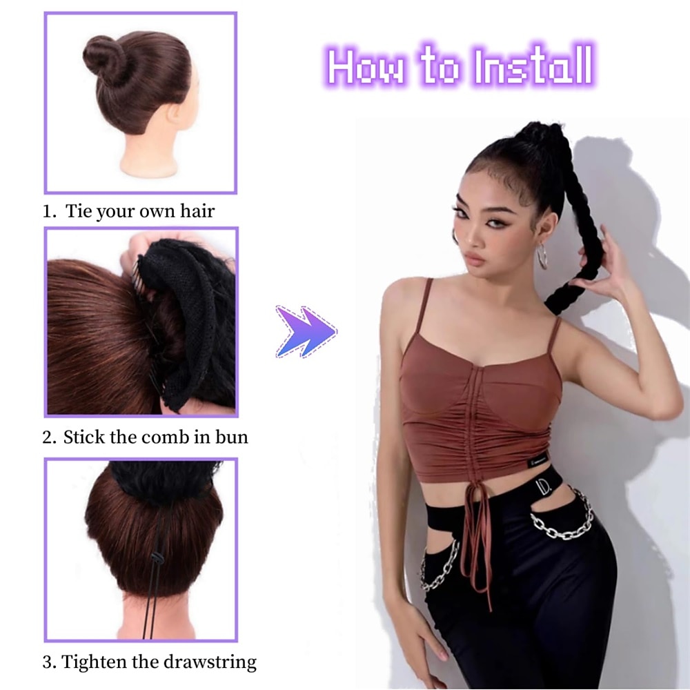 gevlochten paardenstaart extension 24 inch lange gevlochten paardenstaart extension trekkoord paardenstaart clip in hair extension synthetisch gevlochten paardenstaart voor vrouwen 2026 - $15.49 –P4