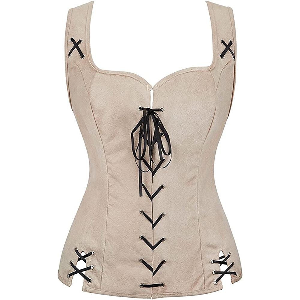 Retro Vintage Medieval Renaissance Suede Vest Pirate Viking Drawstring Solid Colored Fancy Dress Women's Pirate Fantasy Steampunk Halloween Carnival Masquerade LARP Ren Faire Adults' Vest Top All 2025 - $35.99 –P5