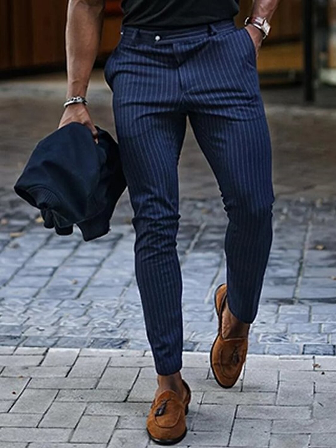 Hombre Pantalones Chinos pantalones chinos Bolsillo Plano Comodidad Transpirable Exterior Diario Noche Moda Casual Negro Azul Piscina 2025 - $28.99 -P1