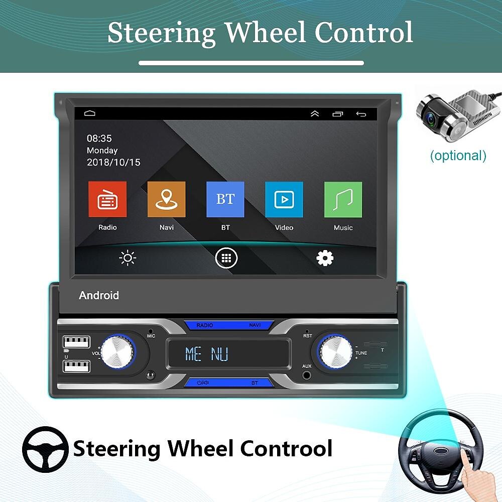 7-inch 1Din Android 10.1 Car Radio Autoradio Touch Screen Car Multimedia Player Supports Wireless Car Playback and Android Automatic Functions GPS Navigation Rear View Camera 2025 - $175.99 –P16