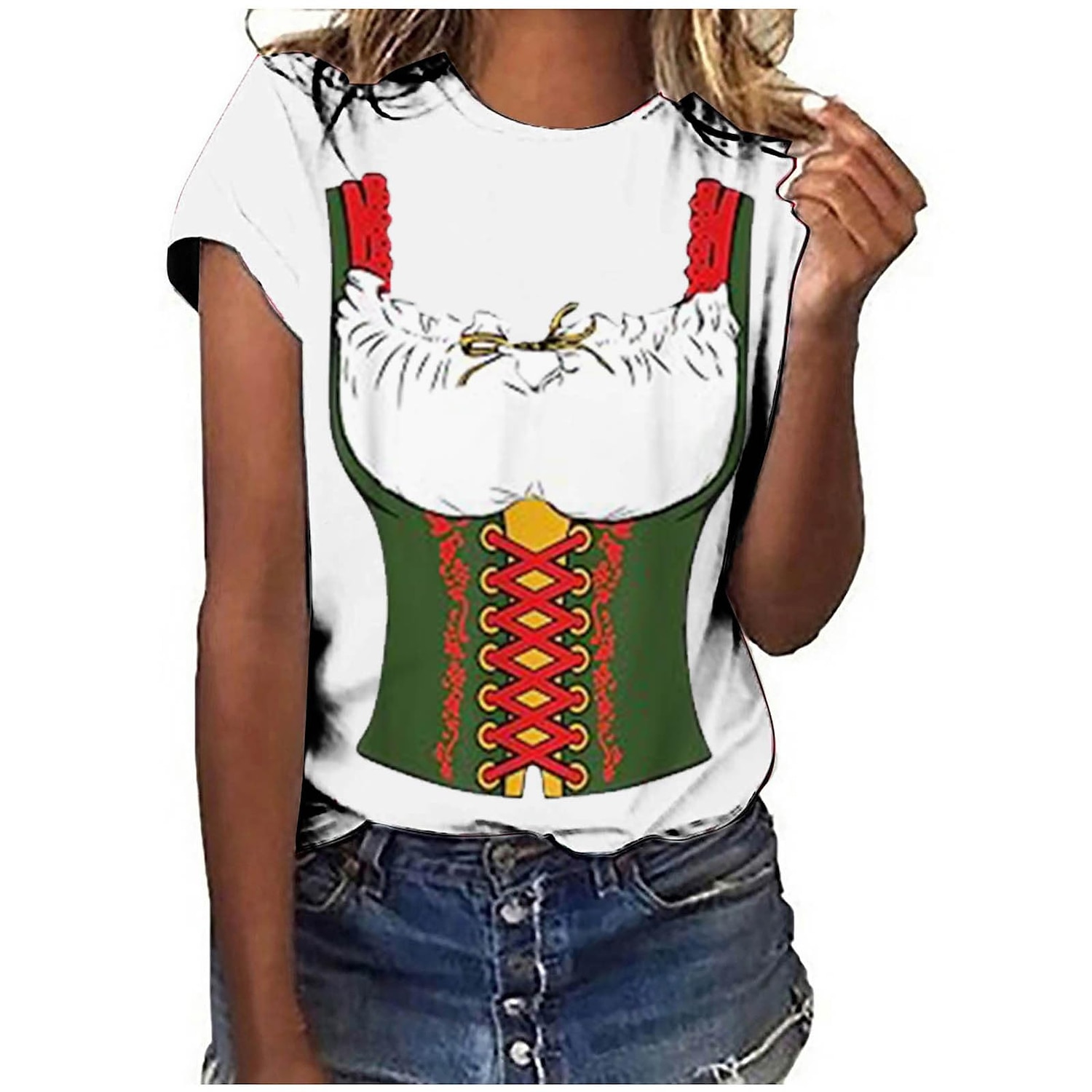 Oktoberfest øl bayerske T-skjorte Animé 3D Graphic Til Dame Voksne Oktoberfest øl Maskerade 3D-utskrift Fritid / hverdag 2025 - $17.49 –P10