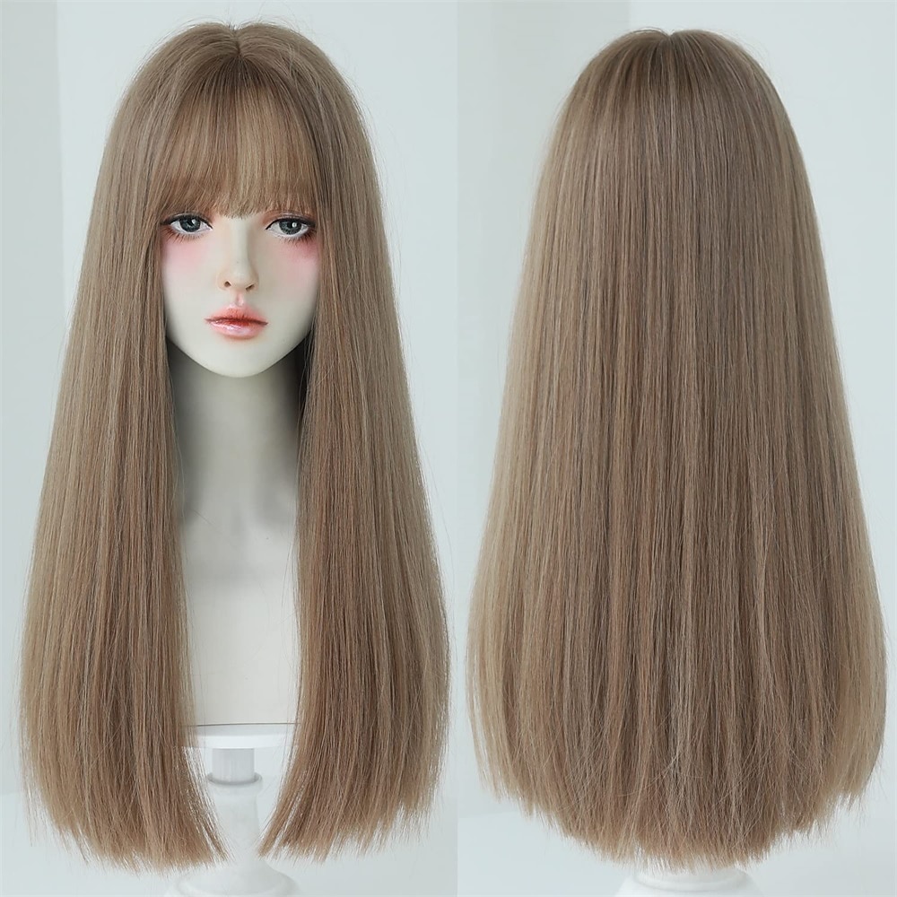 Red Wigs with Bangs Burgundy red Synthetic Long Straight Wig for Women Party and Cosplay Bright Red Wig 2025 - Kč485 –P3