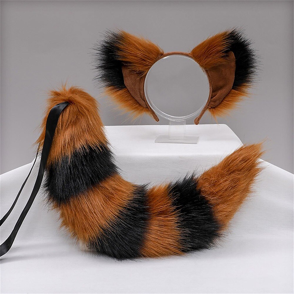 Plush Beast Ears KC Headwear cosplay Tail Accessories Handmade Fox Ears Hair Hoops Fox Tail Set 2025 - $24.99 –P6