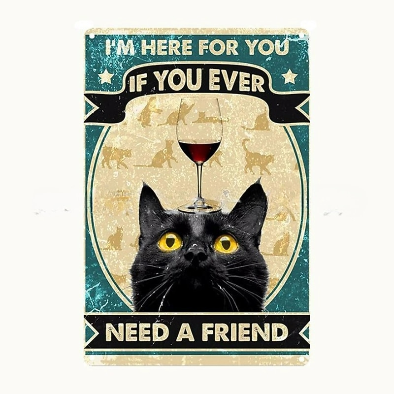 1pc Retro Metal Tin Sign Cute Cat Tin Sign Vintage Kitchen Signs Wall Decor, Painting Wall Hanging for Home Decor Wall Art Metal Tin Sign 20x30cm/8''x12'' 2025 - $10.99 –P12