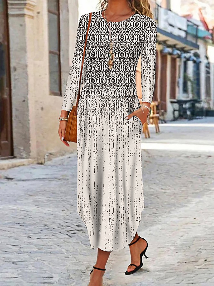 long sleeve tribal print dress Tribal Print V-Neck Long Sleeve Dress Blue Zone Planet