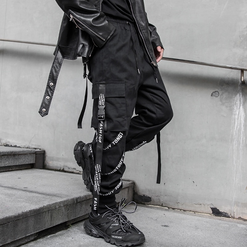 Homens Calças Cargo Techwear Com Cordão Bolsos Tecido Conforto Macio Ao ar livre Diário Para Noite Moda Casual Preto Micro-Elástica de 2026 por $25.99 –P7